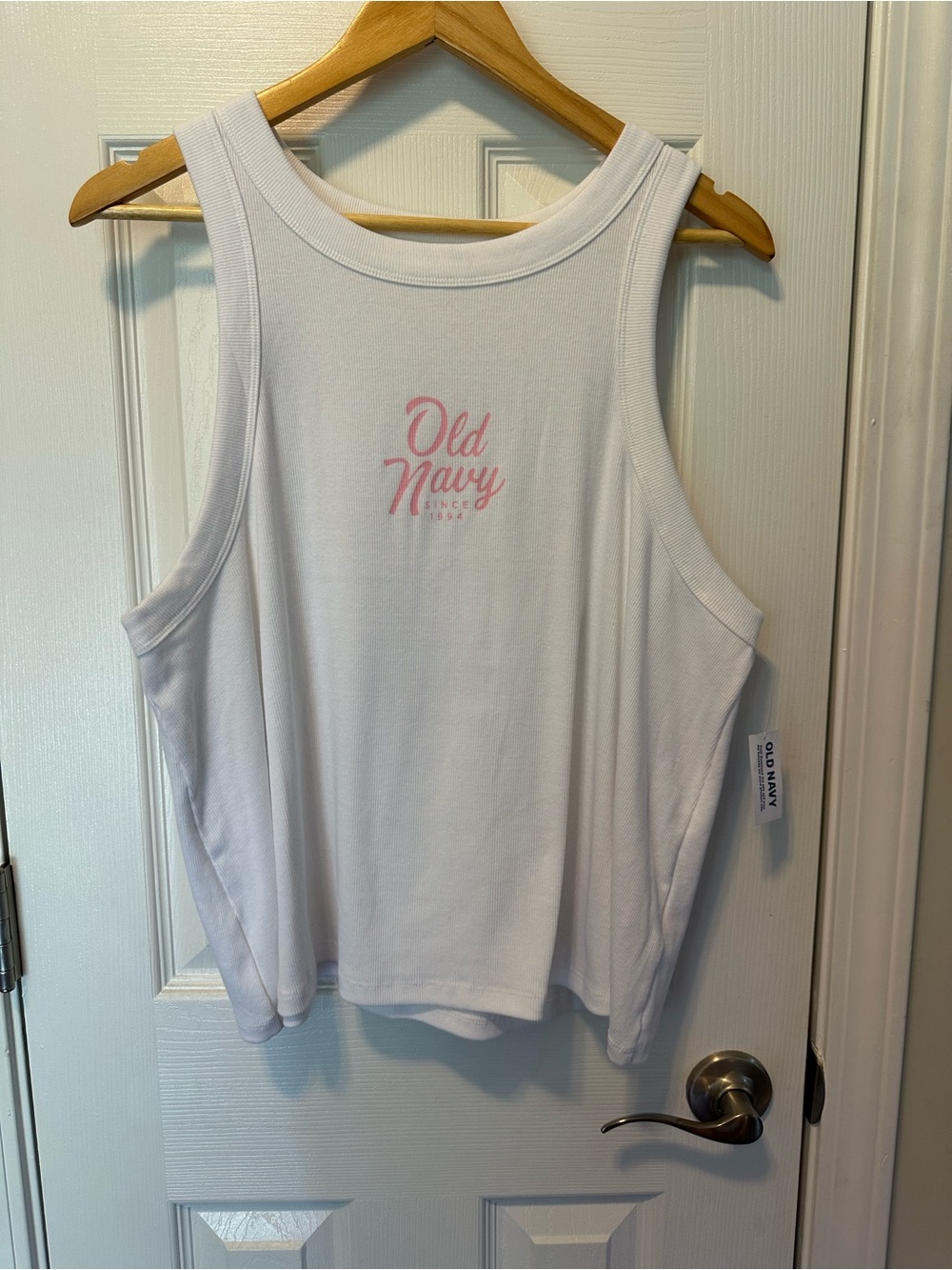 Old Navy White Tank with Pink Logo